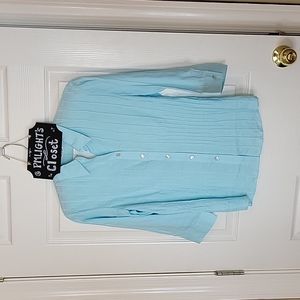 Appraisal Blouse Porcelain Blue Small New Button Up Tailored